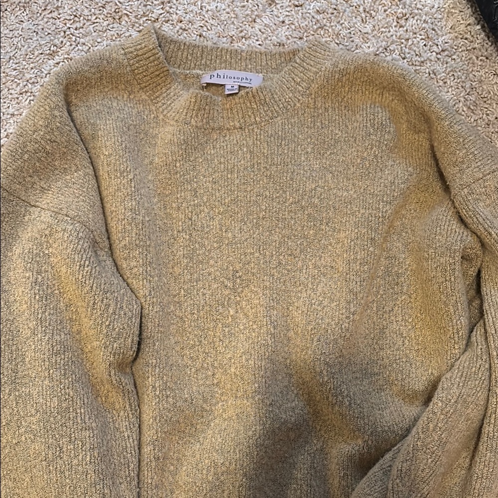 Philosophy Tan Crew Neck Sweater with Fluffy Texture